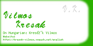 vilmos kresak business card